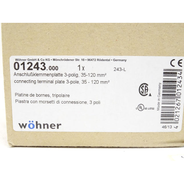 Wöhner 01243 / 01243.000 / Anschlußklemmenplatte 3-polig 35-120 mm2 / Neu OVP - Maranos.de
