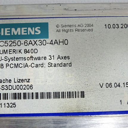 Siemens 8MB PCMCIA-Card 6FC5250-6AX30-4AH0 NCU Systemsoftware - Maranos.de