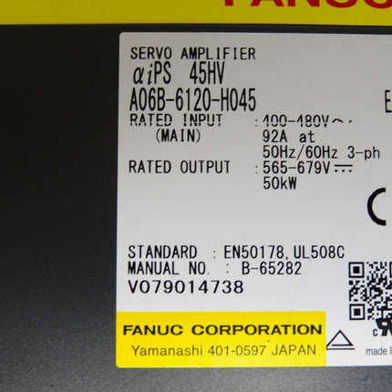 Fanuc Servo Amplifier A06B-6120-H045 50kW - Maranos.de