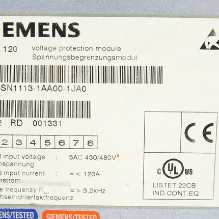 Siemens VPM120 6SN1113-1AA00-1JA0 Voltage protection module - Maranos.de