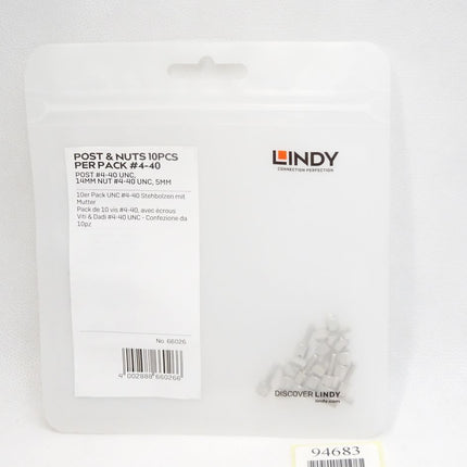 Lindy Connection Perfection Post&Nuts / Inhalt : 10 Stück / UNC4-40 Stehbolzen mit Mutter / 66026 / Neu OVP - Maranos.de