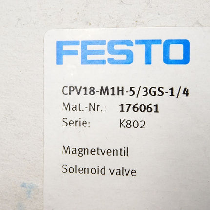 Festo Magnetventil 176061 CPV18-M1H-5/3GS-1/4 / Neu OVP - Maranos.de