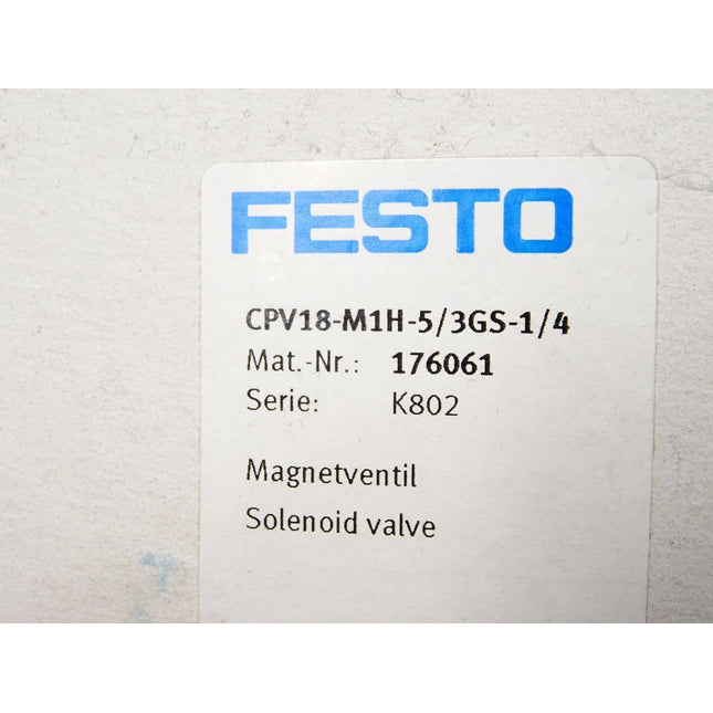 Festo Magnetventil 176061 CPV18-M1H-5/3GS-1/4 / Neu OVP - Maranos.de