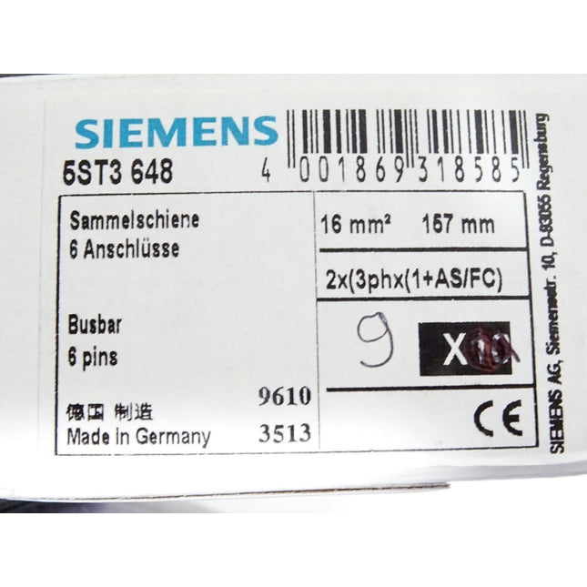 Siemens Sammelschiene 5ST3 648 5ST3648 / Inhalt:9 Stück / Neu OVP - Maranos.de