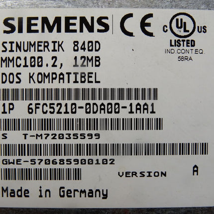 Siemens OP031 10.4" 6FC5203-0AB11-0AA2 MMC100 6FC5210-0DA00-1AA1 Converter 77-964-2300 - Maranos.de