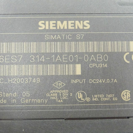 Siemens Simatic S7-300 CPU 6ES7314-1AE01-0AB0 / 6ES7 314-1AE01-0AB0 - Maranos.de