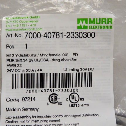 Murr Elektronik Kabel 7000-40781- 2330300 / Neu OVP - Maranos.de