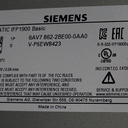 Siemens Flat Panel IFP1900 Basic 6AV7862-2BE00-0AA0 6AV7 862-2BE00-0AA0 / Neu OVP - Maranos.de