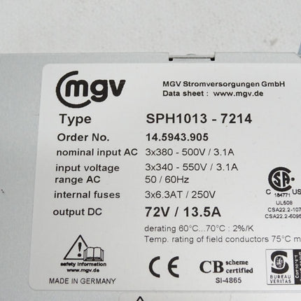 MGV Stromversorgung SPH1013-7214 14.5943.905 - Maranos.de