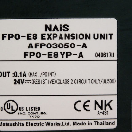 Panasonic NAiS FP0-E8 Expansion Unit AFP03050-A FP0-E8YP-A / Neu OVP - Maranos.de