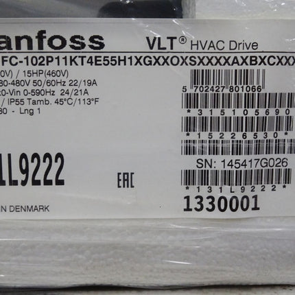 Danfoss VLT HVAC Drive 11kW 131L9222 FC-102P11KT4E55H1 / Neu OVP - Maranos.de