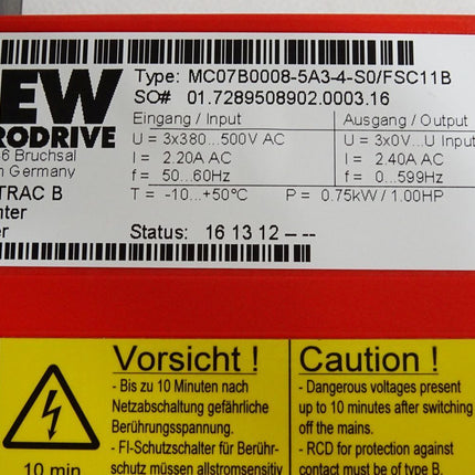 SEW Eurodrive Movitrac B Umrichter 0.75kW MC07B0008-5A3-4-S0/FSC11B - Maranos.de