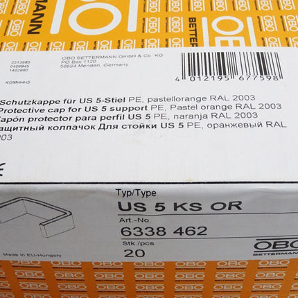 OBO Bettermann Schutzkappe für US 5-Stiel US 5 KS OR US5KSOR 6338462 Inhalt:20 Stück / Neu OVP - Maranos.de