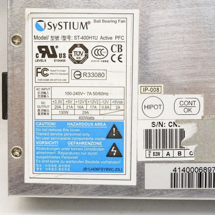 SySTIUM ST-400H1U 400W Power Supply - Maranos.de