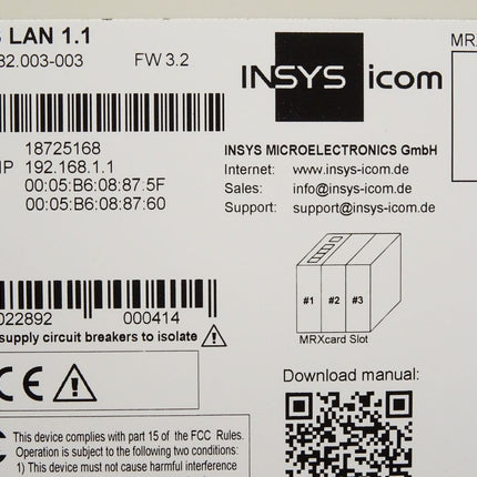 Insys MRX3 LAN1.1 10016582.003-003 - Maranos.de