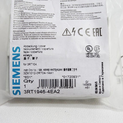 Siemens Abdeckung 3RT1946-4EA2 / Neu OVP - Maranos.de
