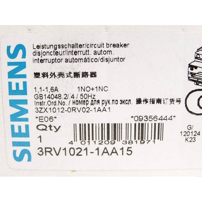 Siemens 3RV1021-1AA15 / Leistungsschalter / Neu OVP - Maranos.de