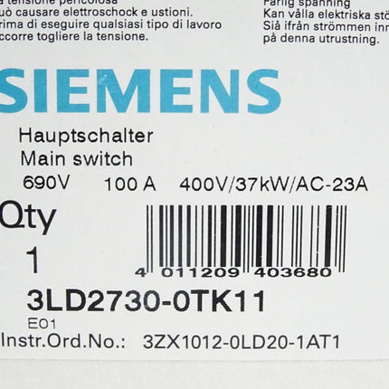 Siemens Hauptschalter 3LD2730-0TK11 / Neu OVP - Maranos.de