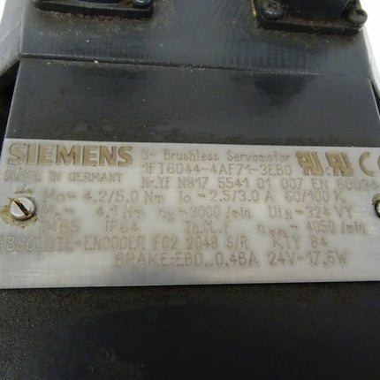 Siemens 1FT6044-4AF71-3EB0 Brushless Servomotor 1FT6 044-4AF71-3EB0 - Maranos.de