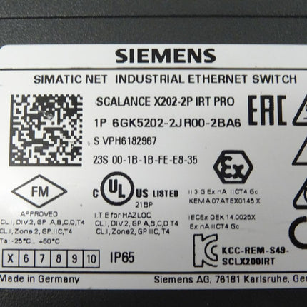Siemens Simatic NET SCALANCE X202-2P IRT PRO 6GK5202-2JR00-2BA6 / Ethernet Switch - Maranos.de