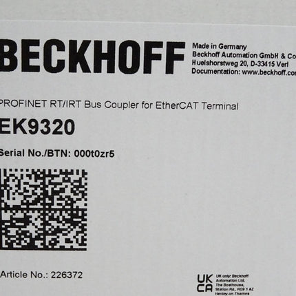 Beckhoff EK9320 PROFINET-RT-Buskoppler / Neu OVP - Maranos.de
