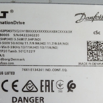 Danfoss VLT Automation Drive 131B0005 FC-302P5K5T5E20H1 5.5kW - Maranos.de