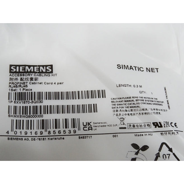 Siemens Industrial Ethernet TP Cord RJ45/RJ45 6XV1870-3QE30 / Neu OVP - Maranos.de