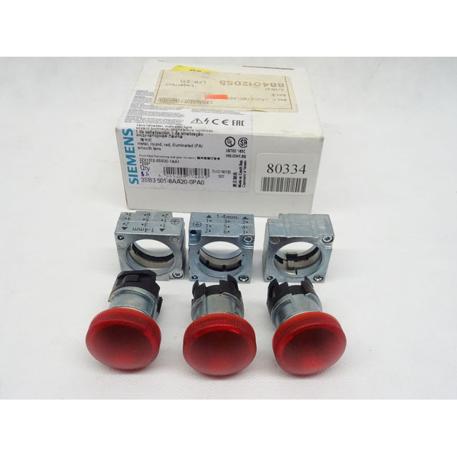 Siemens 3 Stück 3SB3501-6AA20-0PA0 / 3SB3 501-6AA20-0PA0 Leuchtmelder Rot NEU-OVP - Maranos.de