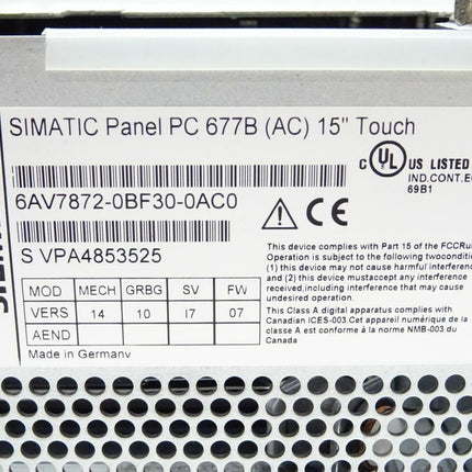 Siemens 6AV7872-0BF30-0AC0 Simatic PC 677B 6AV7 872-0BF30-0AC0 - Maranos.de