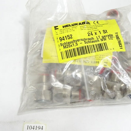 Helukabel 94152 Schlauchverschraub. LT gerade M20x1.5- Schlauch NW 1/2" / Inhalt:24 Stück / Neu OVP - Maranos.de