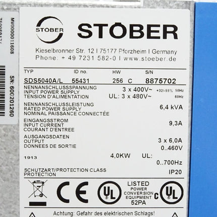 Stöber Servoumrichter SDS5040 SDS5040A/L 55431 4kW DP5000 44575 - Maranos.de