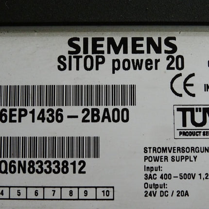 Siemens Sitop Power 20 6EP1436-2BA00 6EP1 436-2BA00 - Maranos.de