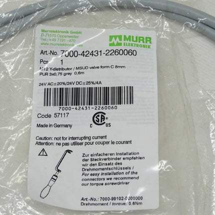 Murr Elektronik 7000-42431-2260060 / M12 Y-Verteiler / Code 57116 NEU - Maranos.de