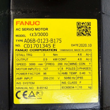 Fanuc AC Servo Motor alpha3/3000 / A06B-0123-B175 / 3000 min-1 200Hz / OVP Neuwertig - Maranos.de
