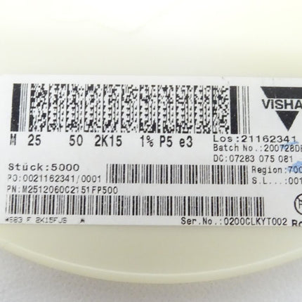 5000x VISHAY 200728DE / 2K15 / M2512060C2151FP500 Widerstände - Maranos.de