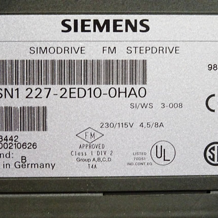 Siemens Simodrive FM Stepdrive 6SN1227-2ED10-0HA0 6SN1 227-2ED10-0HA0 - Maranos.de
