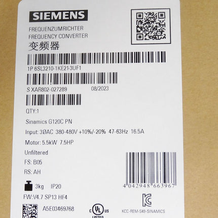 Siemens Sinamics G120C 6SL3210-1KE21-3UF1 6SL3 210-1KE21-3UF1 / Neu OVP - Maranos.de