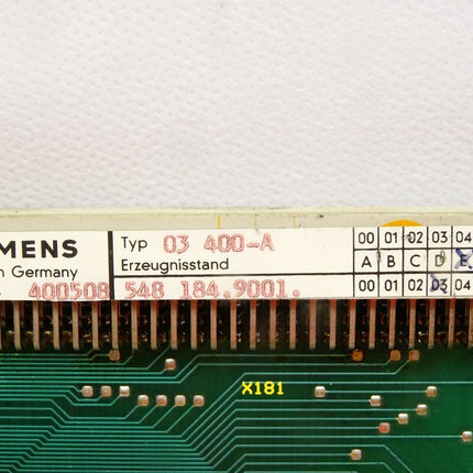 Siemens Karte 03400-A 5481849001.03 E:F - Maranos.de