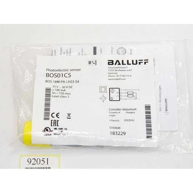 Balluff Photoelectric sensor BOS01C5 BOS 18M-PA-LH23-S4 / Neu OVP - Maranos.de