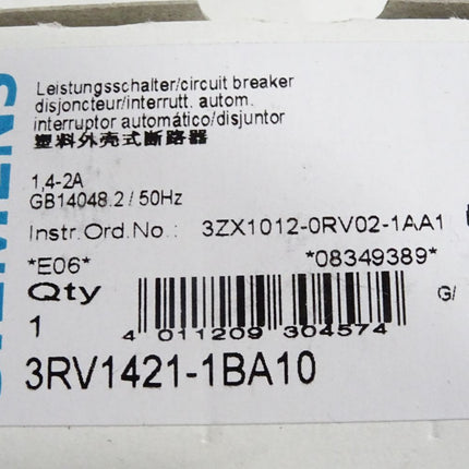 Siemens Leistungsschalter 3RV1421-1BA10 / Neu OVP - Maranos.de