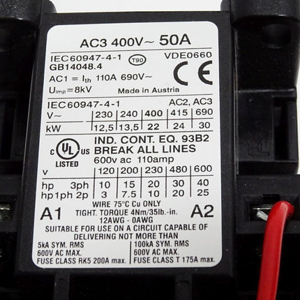 Schrack LA30503. Leistungsschütz AC3 400VAC 50A AC1 110A 690VAC - Maranos.de