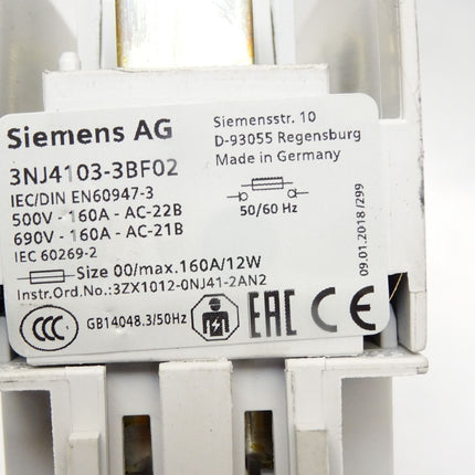 Siemens 3NJ4103-3BF02 Sicherungslasttrennleiste 3-polig schaltbar - Maranos.de