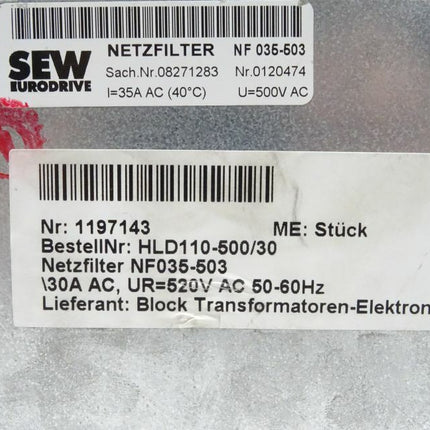 BLOCK HLD 110-500/30 UR=520Vac SEW Netzfilter SEW 08271283 - Maranos.de