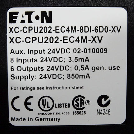 EATON XC Modular PLC 134238 XC-CPU202-EC4M-8DI-6DO-XV XC-CPU202-EC4M-XV XIOC-BP-XC - Maranos.de