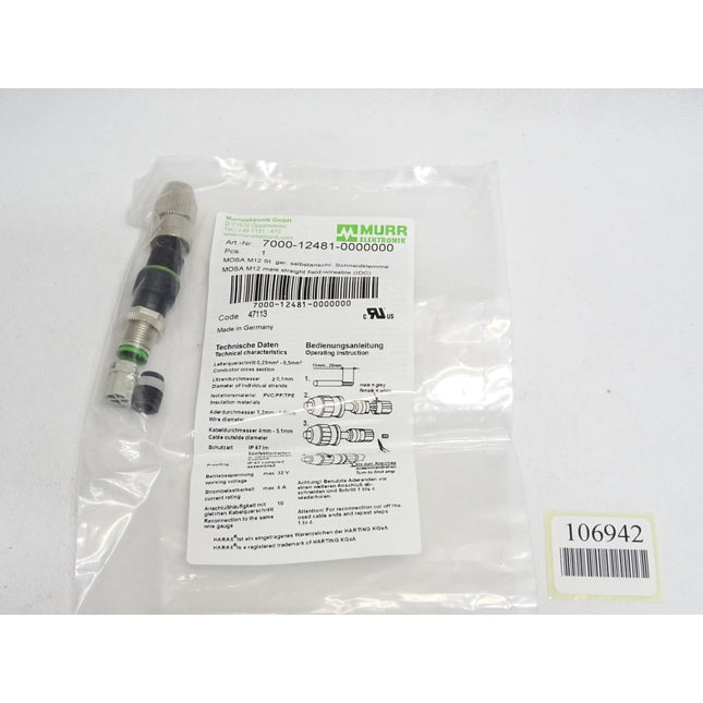 Murr Elektronik 7000-12481-0000000 Stecker gerade M12 / Neu OVP - Maranos.de