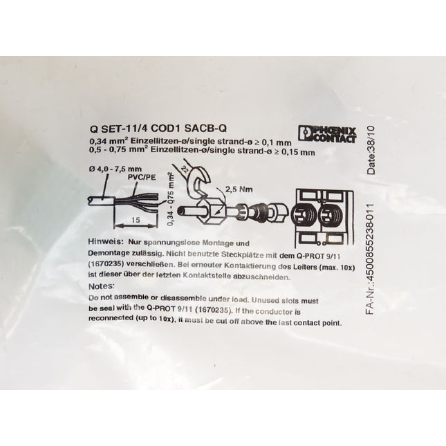 Phoenix Contact 1670743 Q SET-11/4 COD1 SACB-Q Verschraubung-Set / Neu OVP - Maranos.de