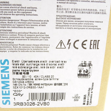 Siemens Überlastrelais 3RB3026-2VB0 / Neu OVP - Maranos.de