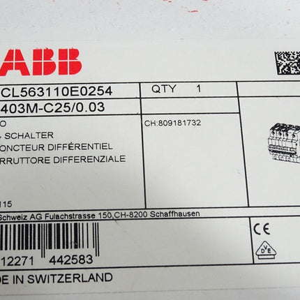 ABB 2CCL563110E0254 FS403M-C25/0.03  FI/LS-Schalter RCBO / Neu OVP - Maranos.de