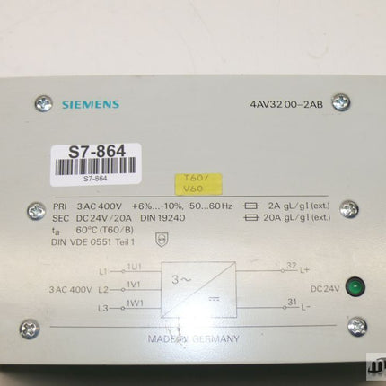 Siemens 4AV3200-2AB Trafo 9160034 Transformator 4AV3 200-2AB - Maranos.de