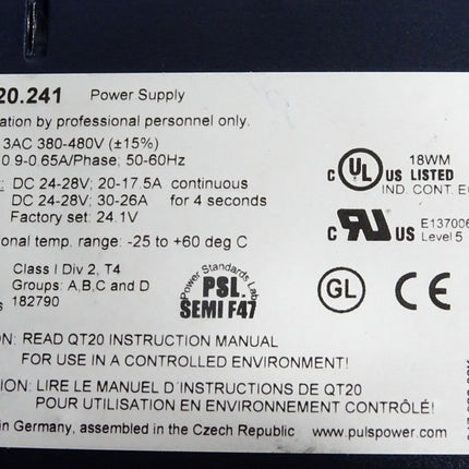 Puls QT20 Power Supply QT20.241 - Maranos.de